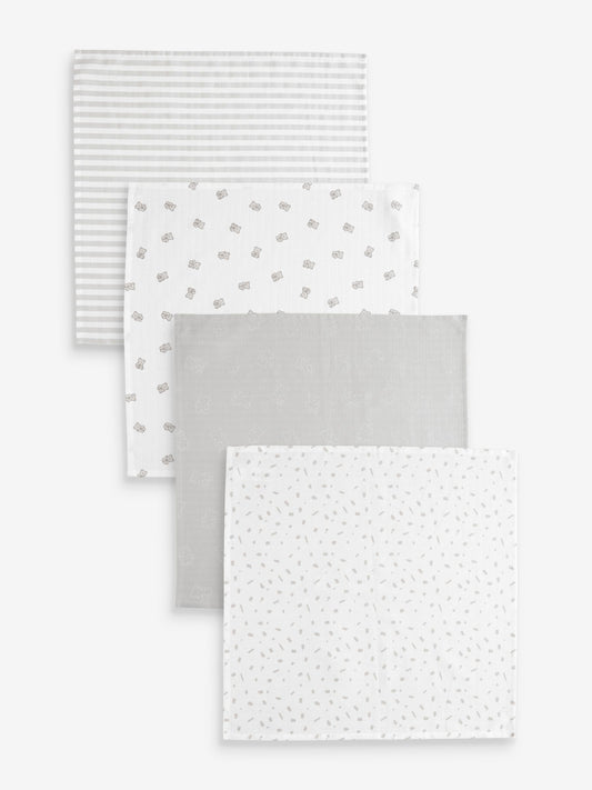 Grey Bear Baby Muslin Cloths 4 Pack image 1