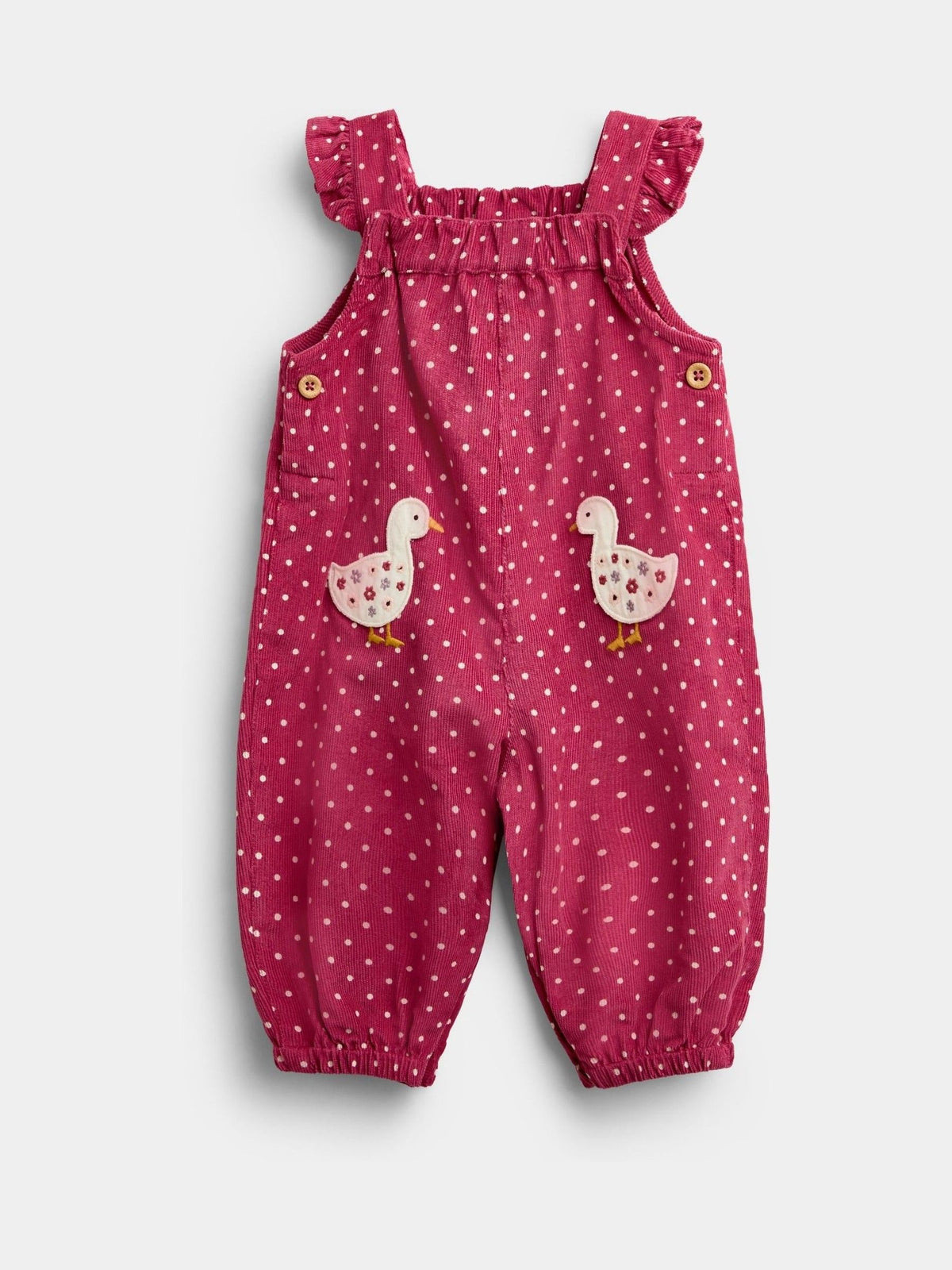 Dsiney Kidz - Jojo Maman Bébé Dusky Pink Duck Appliqué Cord Dungarees & Top Set image 4
