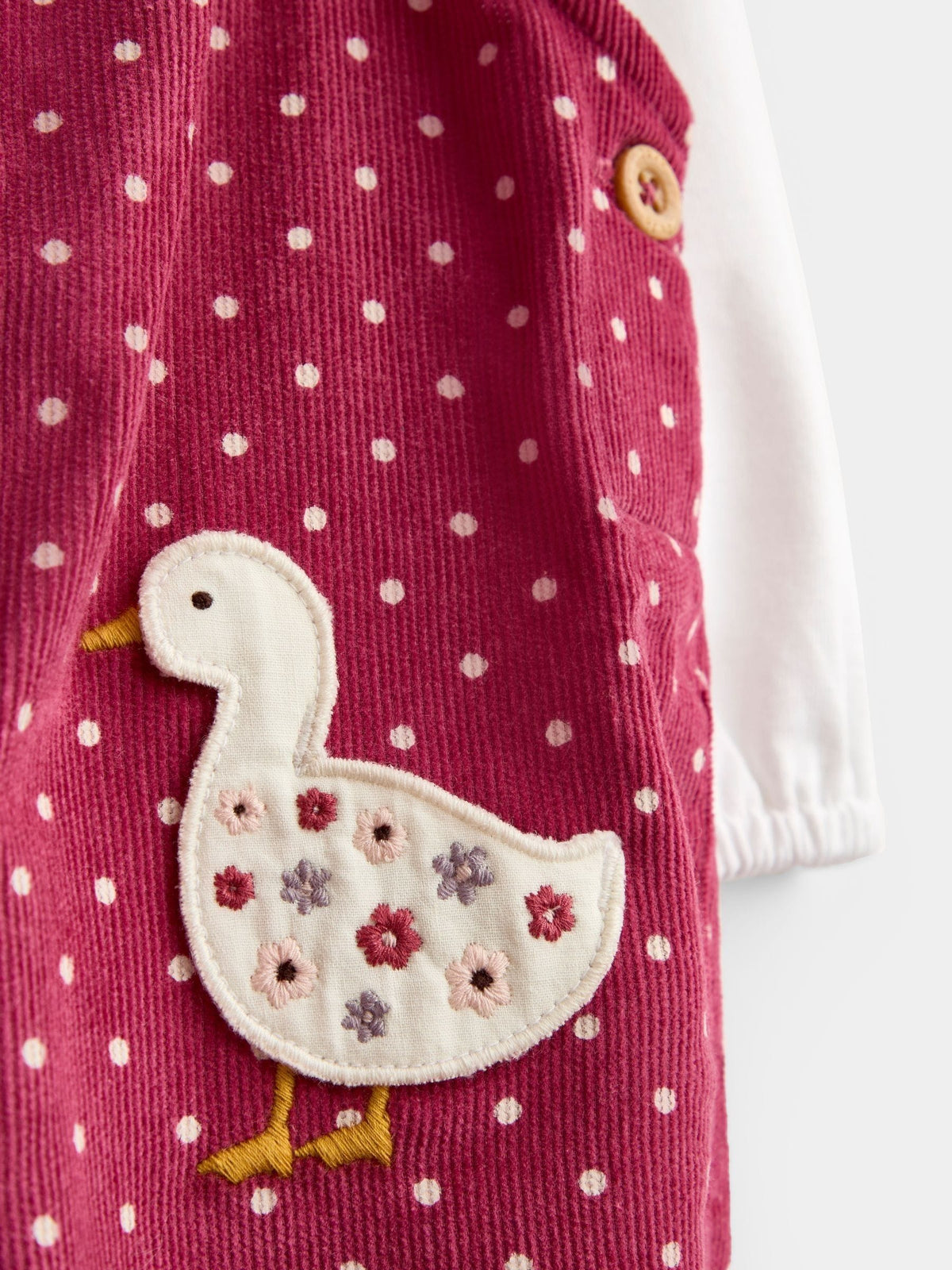 Dsiney Kidz - Jojo Maman Bébé Dusky Pink Duck Appliqué Cord Dungarees & Top Set image 6