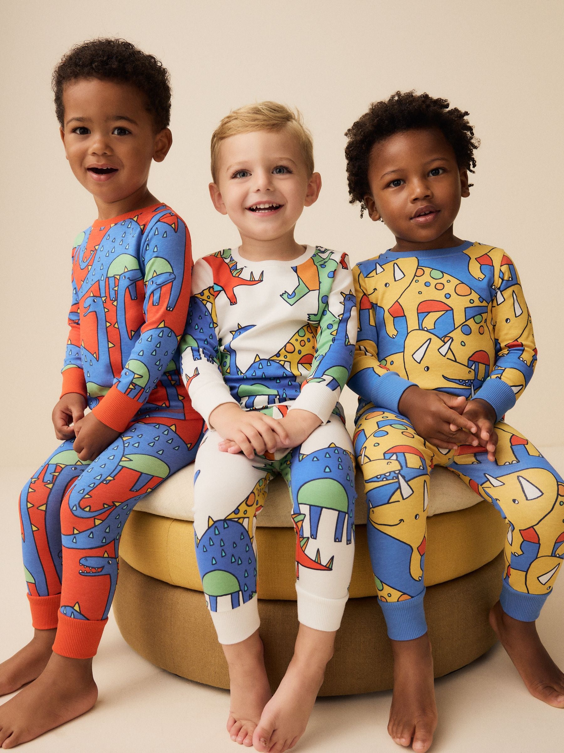 Multi Bright Dinosaur Snuggle Pyjamas 3 Pack (9mths-8yrs) image 1