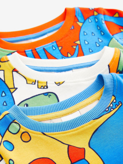 Multi Bright Dinosaur Snuggle Pyjamas 3 Pack (9mths-8yrs) image 8