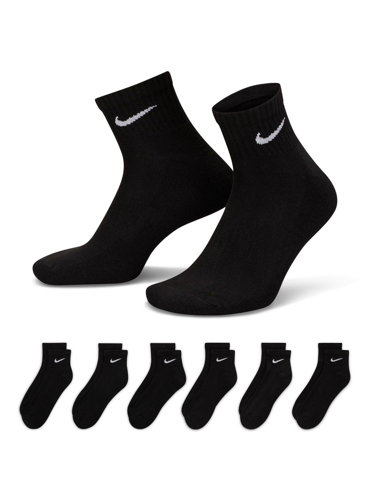 Nike Black Ankle Everyday Cushioned Socks 6 Pack - image 1