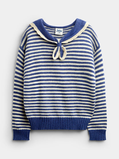 JoJo Maman Bébé Navy Blue Sailor Sailor Scarf Pointelle Jumper - image 1