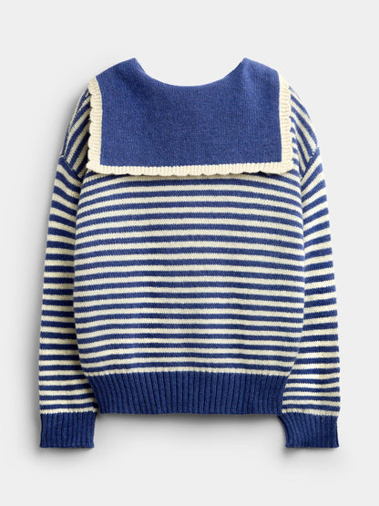 JoJo Maman Bébé Navy Blue Sailor Sailor Scarf Pointelle Jumper - image 2