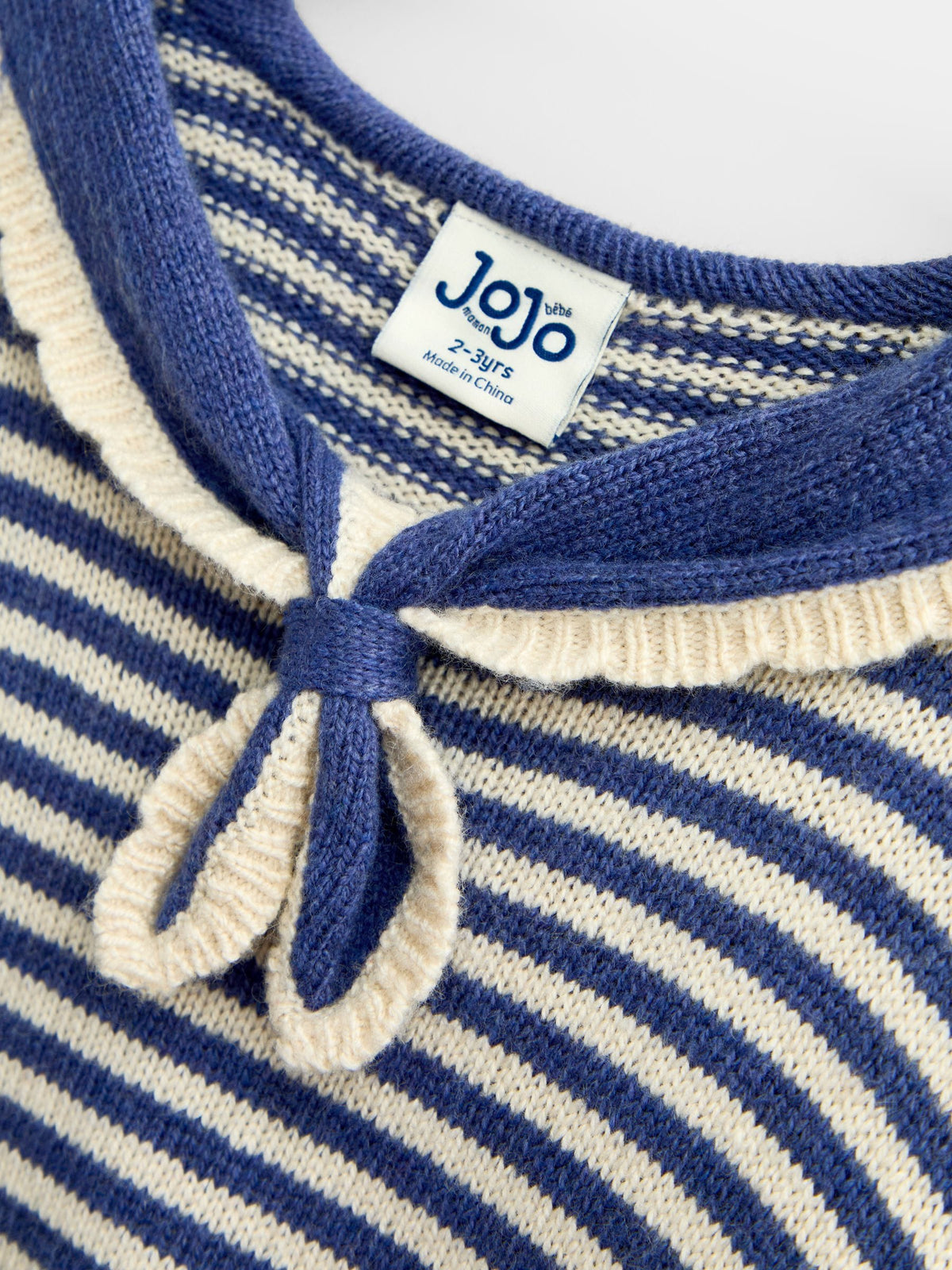 JoJo Maman Bébé Navy Blue Sailor Sailor Scarf Pointelle Jumper - image 3