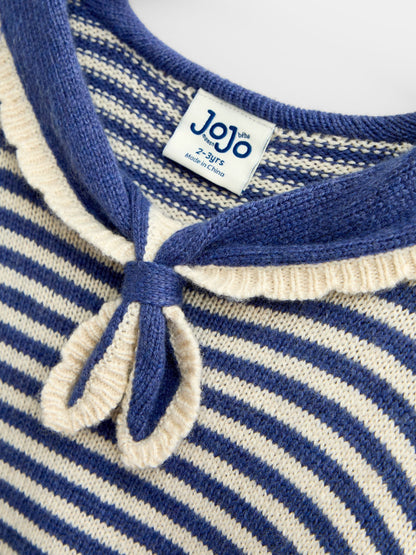 JoJo Maman Bébé Navy Blue Sailor Sailor Scarf Pointelle Jumper - image 3