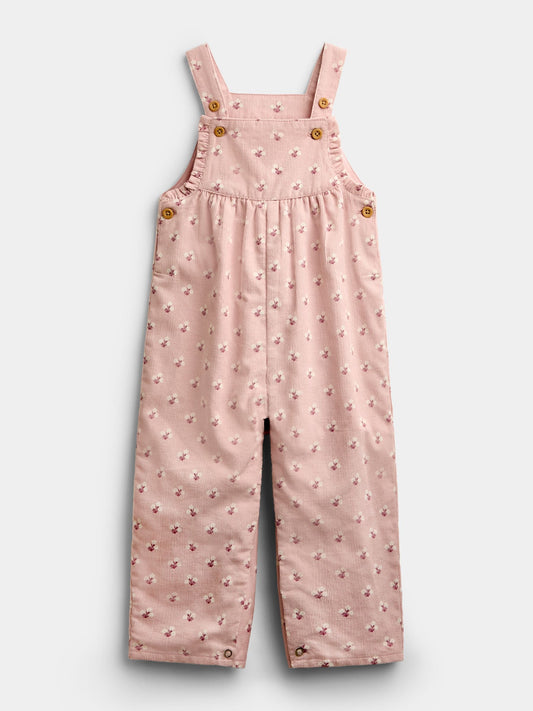 Dsiney Kidz - JoJo Maman Bébé Pale Pink Floral Cord Dungarees image 1