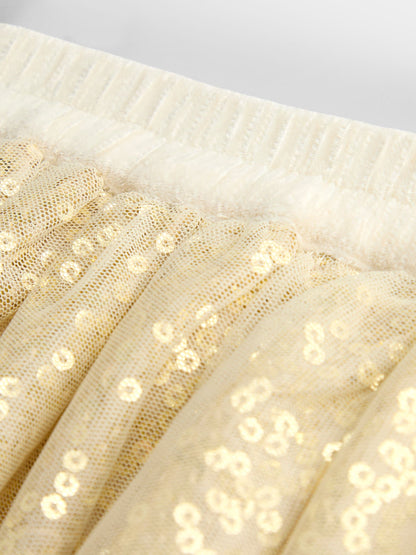 JoJo Maman Bébé Light Gold Sequin Bubble Skirt - image 4
