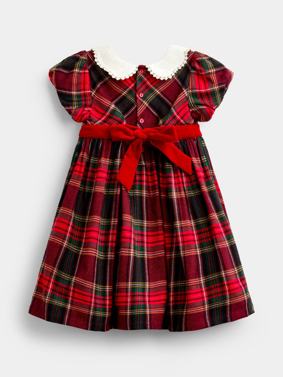 JoJo Maman Bébé Burgundy Red Tartan Puff Sleeve Dress - image 2