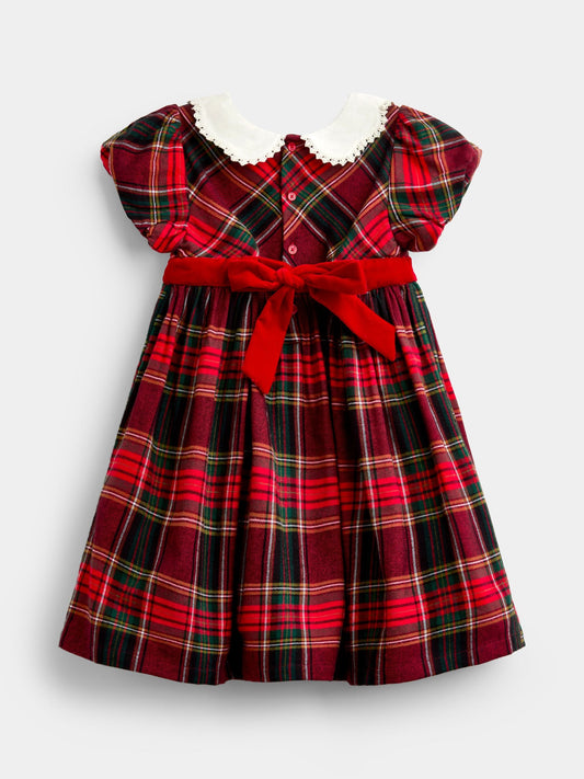 JoJo Maman Bébé Burgundy Red Tartan Puff Sleeve Dress - image 2