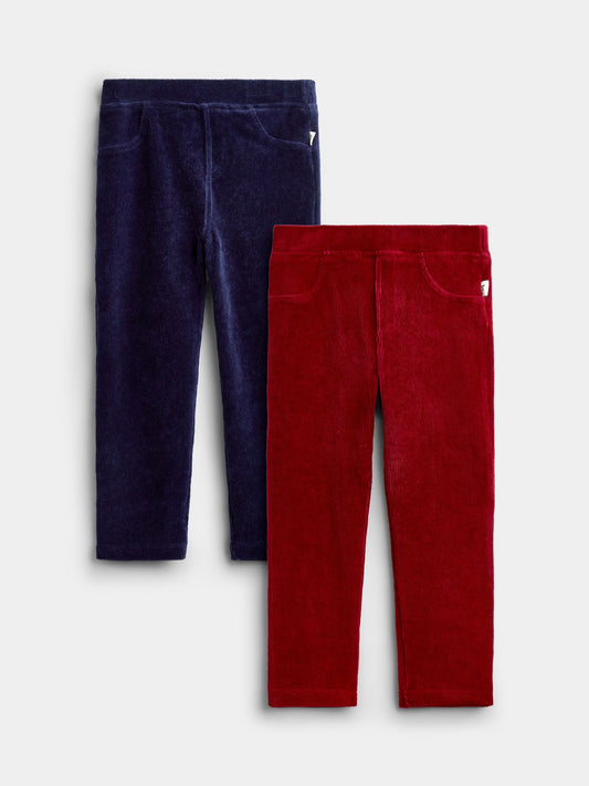 JoJo Maman Bébé Navy Blue 2-Pack Jersey Cord Leggings - image 1