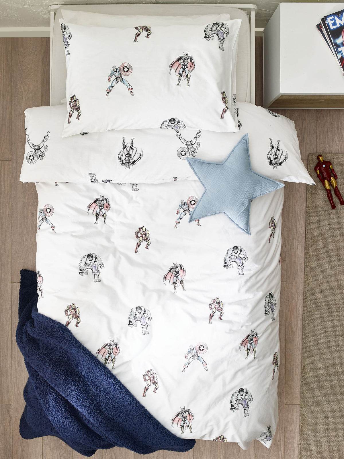 White Disney Marvel Avengers 100% Cotton Duvet Cover and Pillowcase Set - image 1