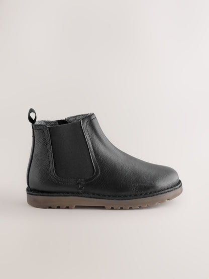 Dsiney Kidz - Black Wide Fit (G) Warm Lined Leather Chelsea Boots image 2