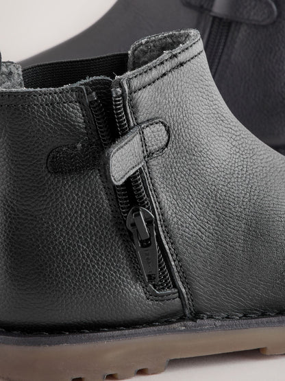 Dsiney Kidz - Black Wide Fit (G) Warm Lined Leather Chelsea Boots image 5