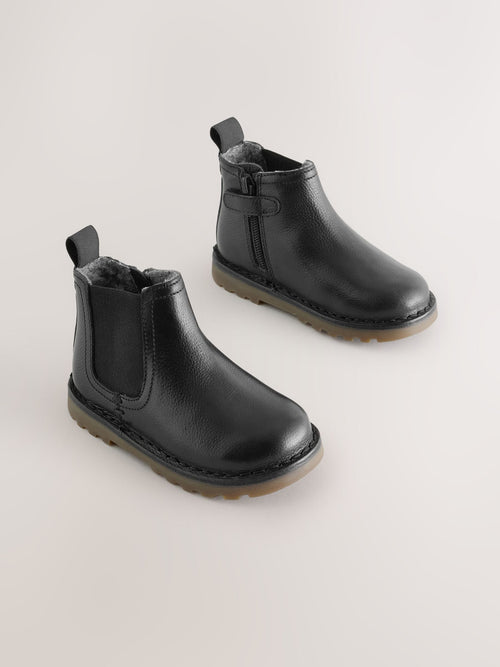 Dsiney Kidz - Black Standard Fit (F) Warm Lined Leather Chelsea Boots image 1