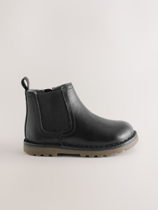 Dsiney Kidz - Black Standard Fit (F) Warm Lined Leather Chelsea Boots image 2