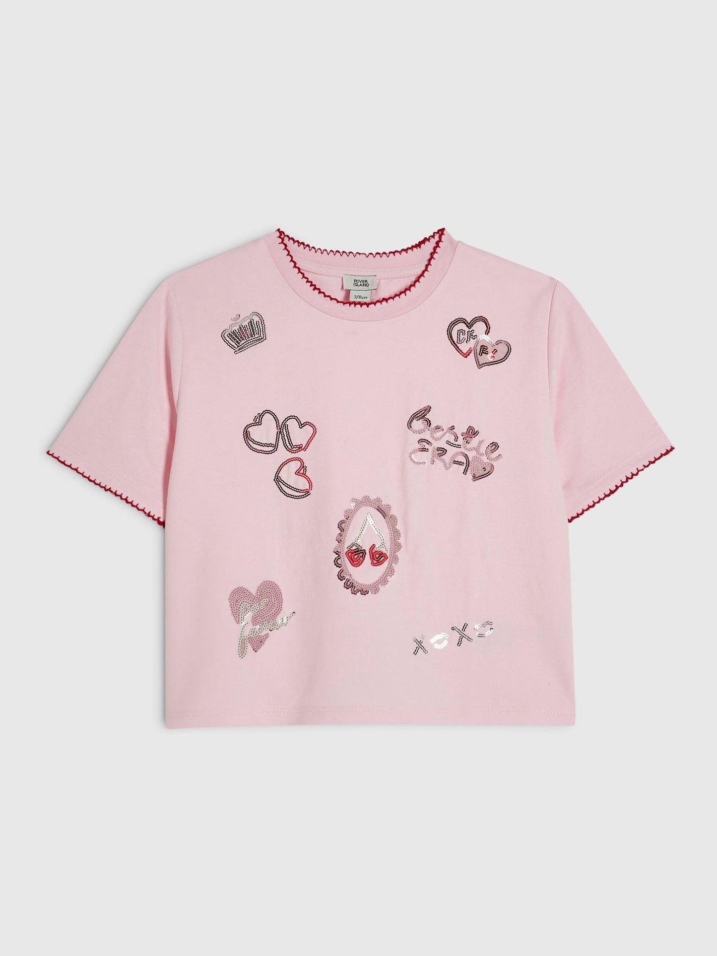 Dsiney Kidz - River Island Pink Icon Embellished Boxy T-Shirt image 1
