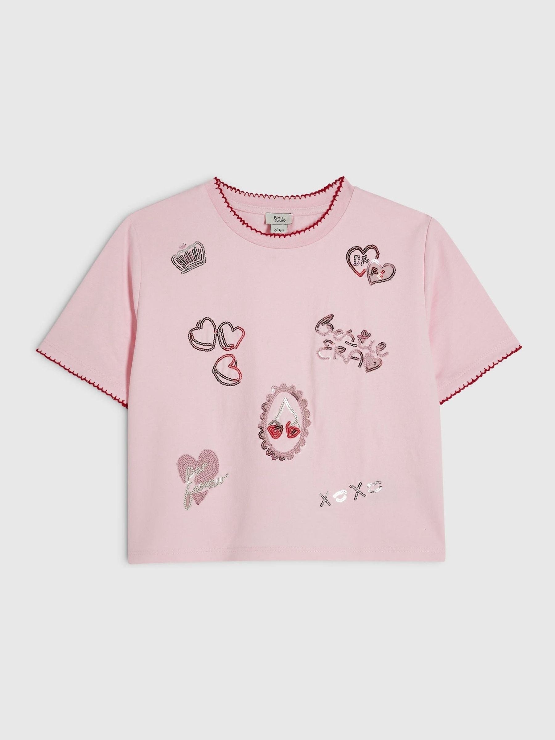 Dsiney Kidz - River Island Pink Icon Embellished Boxy T-Shirt image 1