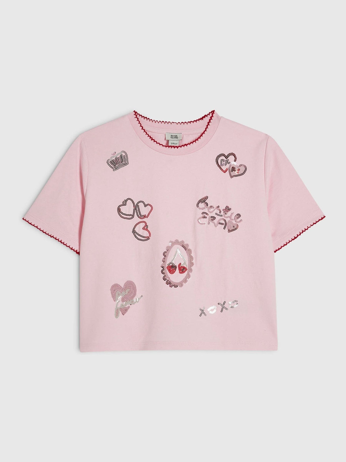 Dsiney Kidz - River Island Pink Icon Embellished Boxy T-Shirt image 1