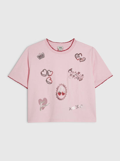 Dsiney Kidz - River Island Pink Icon Embellished Boxy T-Shirt image 1