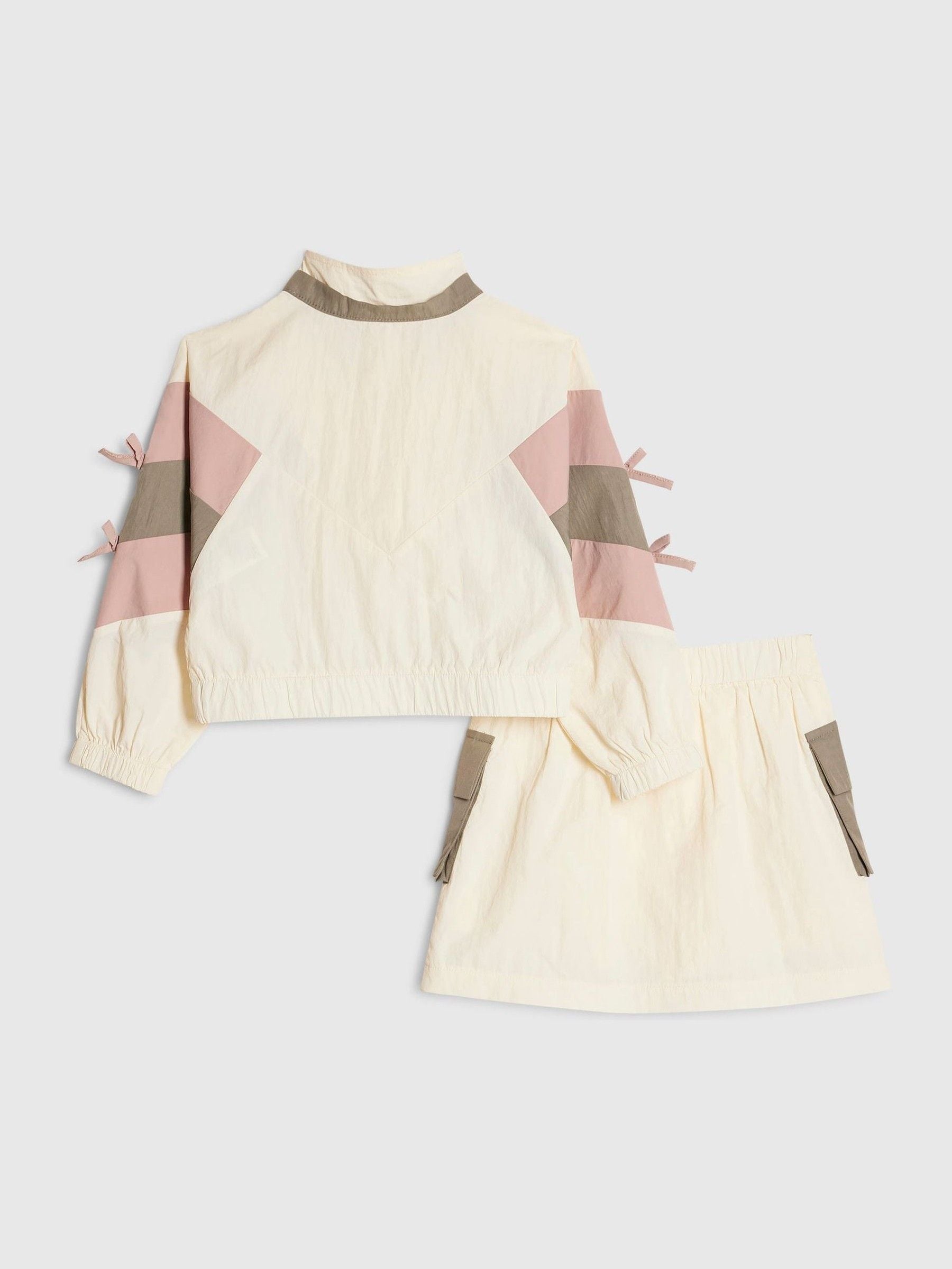 Dsiney Kidz - River Island Cream Blocked Nylon Jacket & Skirt Set image 2