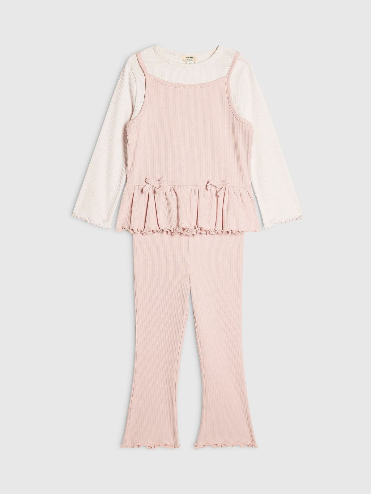 Dsiney Kidz - River Island Pink 2in1 Bow Rib Top & Legging Set image 3