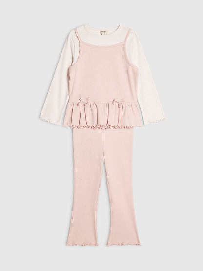 Dsiney Kidz - River Island Pink 2in1 Bow Rib Top & Legging Set image 3