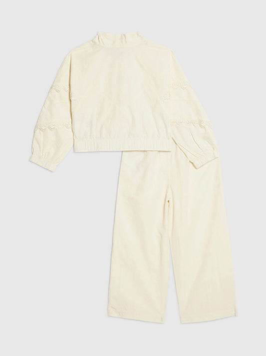 Dsiney Kidz - River Island Cream Lace Bomber Jacket & Joggers Set image 2