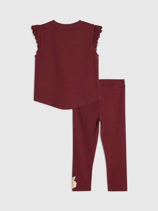 Dsiney Kidz - River Island Red Bear Frill Top & Legging Set image 2