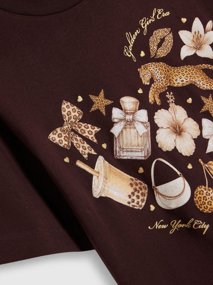 Dsiney Kidz - River Island Brown Leopard Heart T-Shirt image 4