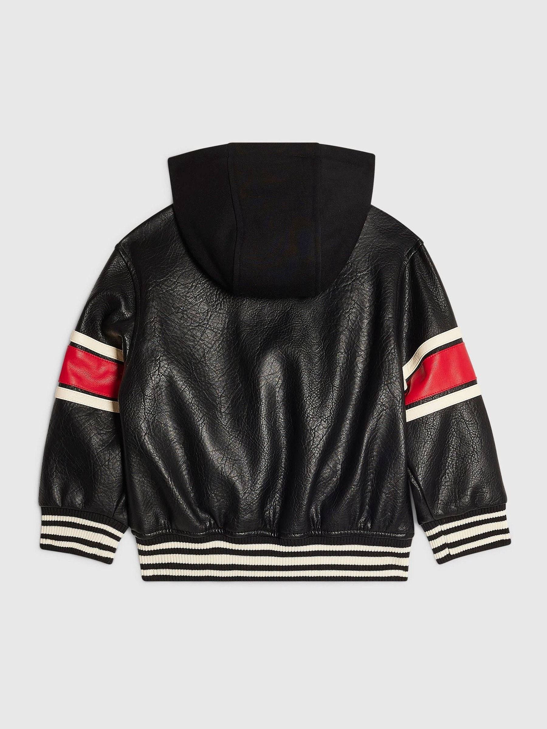 Dsiney Kidz - River Island Black PU Badge Varsity Bomber Jacket image 2