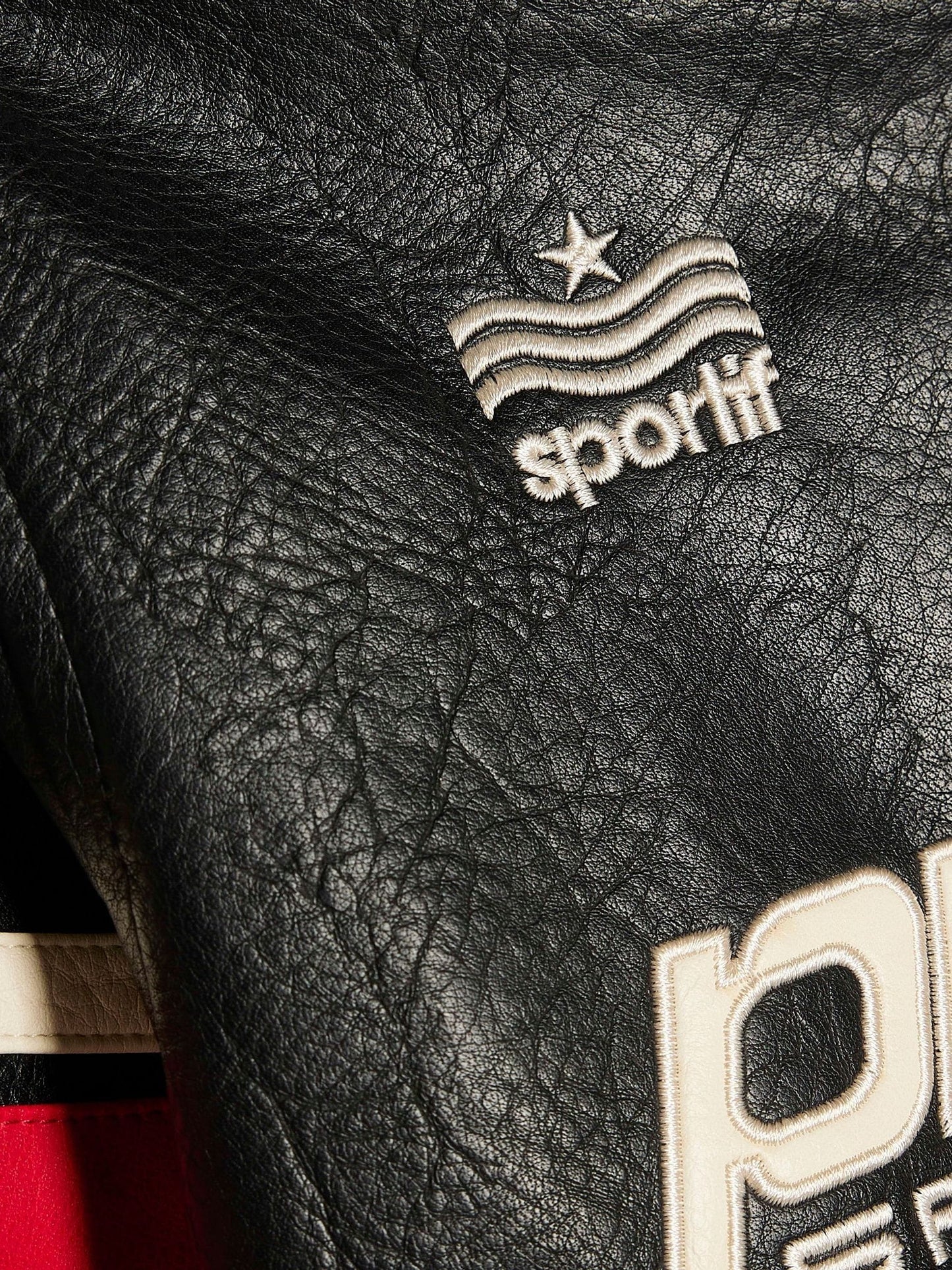 Dsiney Kidz - River Island Black PU Badge Varsity Bomber Jacket image 4