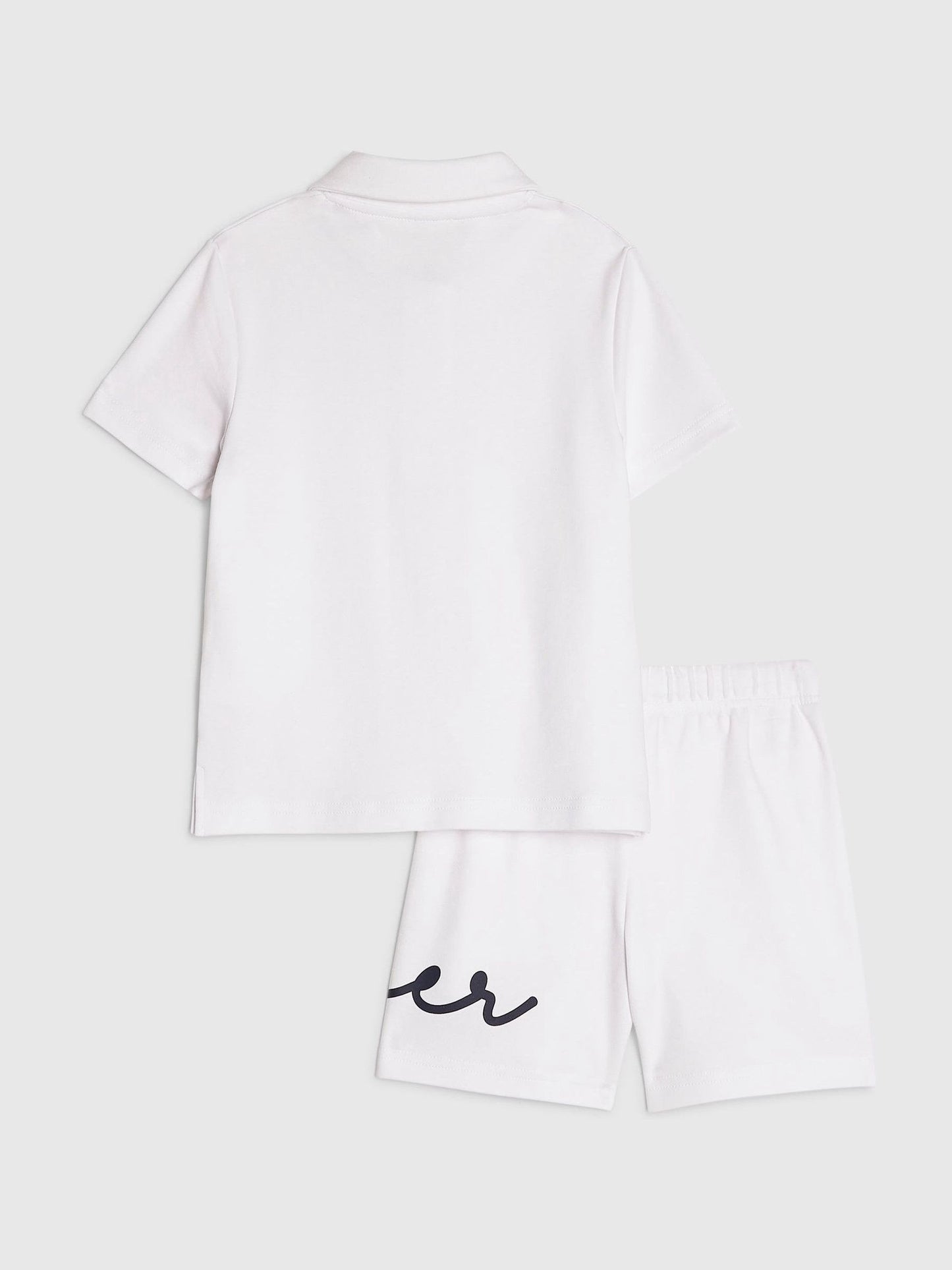 Dsiney Kidz - River Island White Logo Polo Shirt & Shorts Set image 2