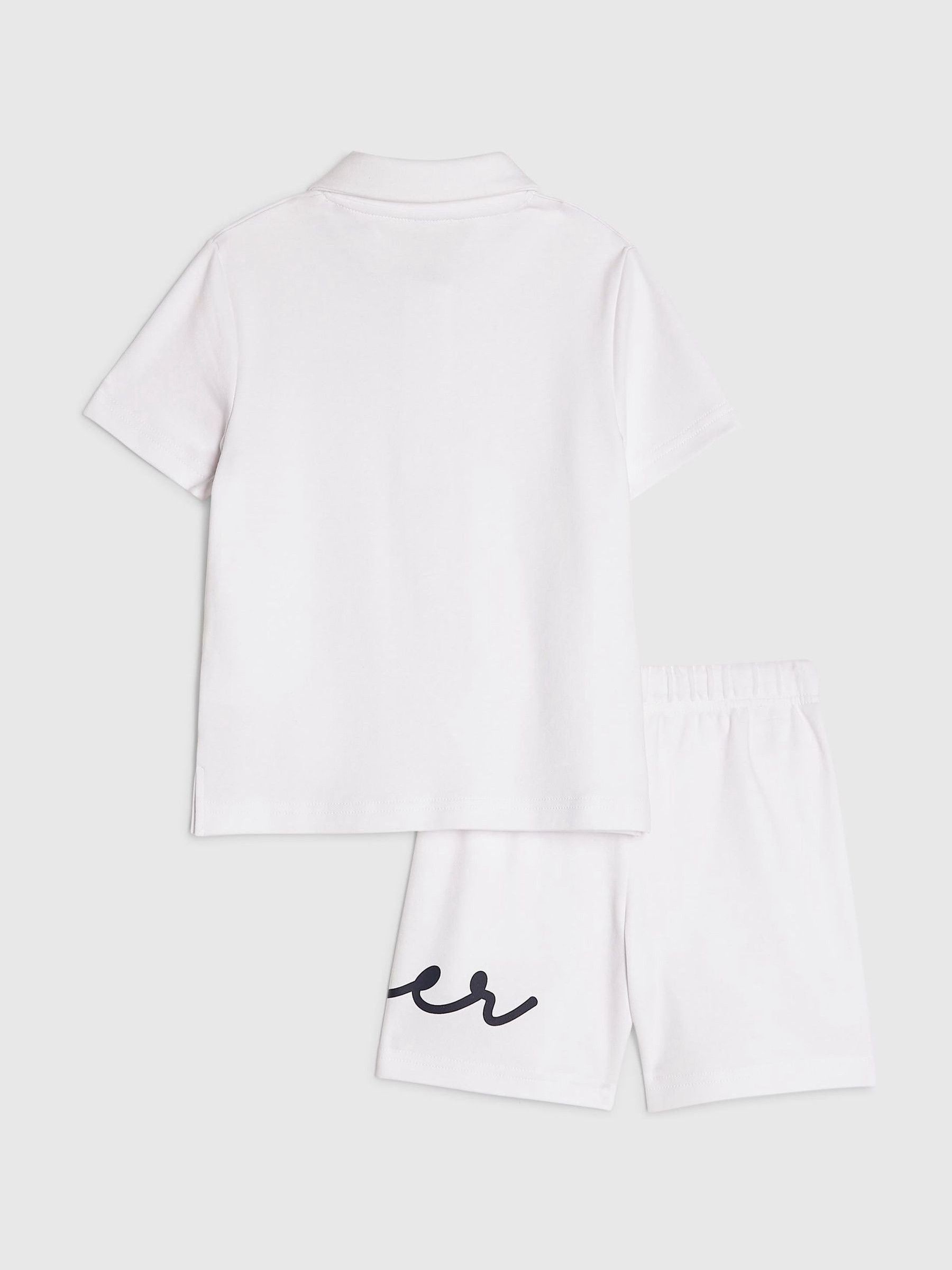 Dsiney Kidz - River Island White Logo Polo Shirt & Shorts Set image 2