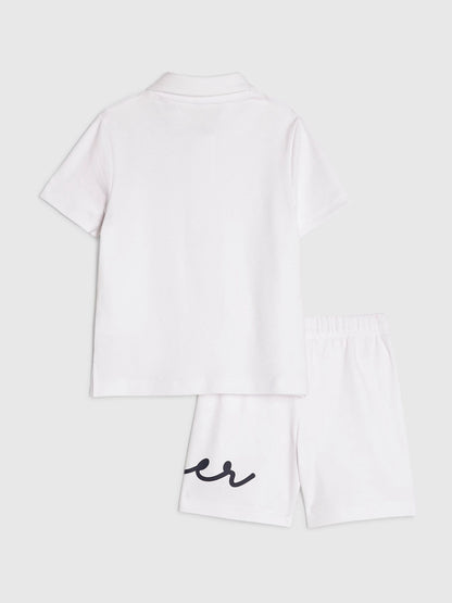 Dsiney Kidz - River Island White Logo Polo Shirt & Shorts Set image 2