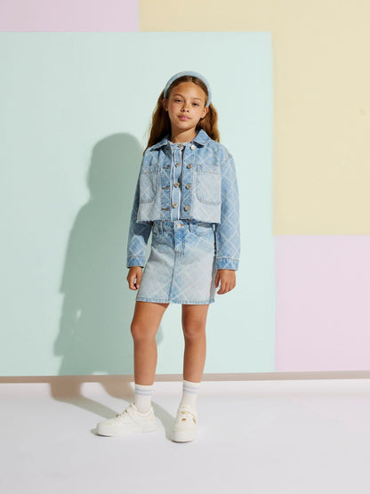 Dsiney Kidz - River Island Blue Hotfix Check Denim Jacket image 1