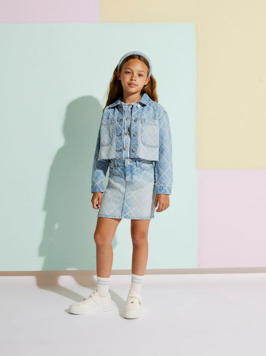 Dsiney Kidz - River Island Blue Hotfix Check Denim Jacket image 1