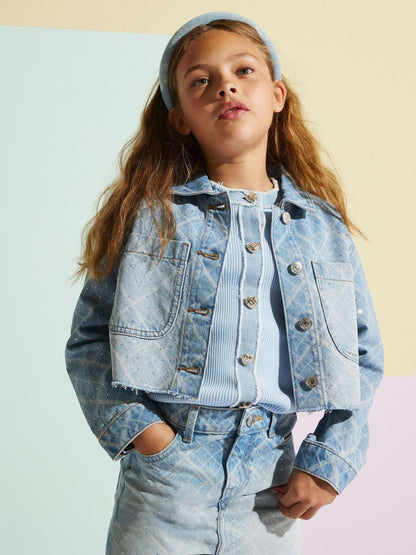 Dsiney Kidz - River Island Blue Hotfix Check Denim Jacket image 2