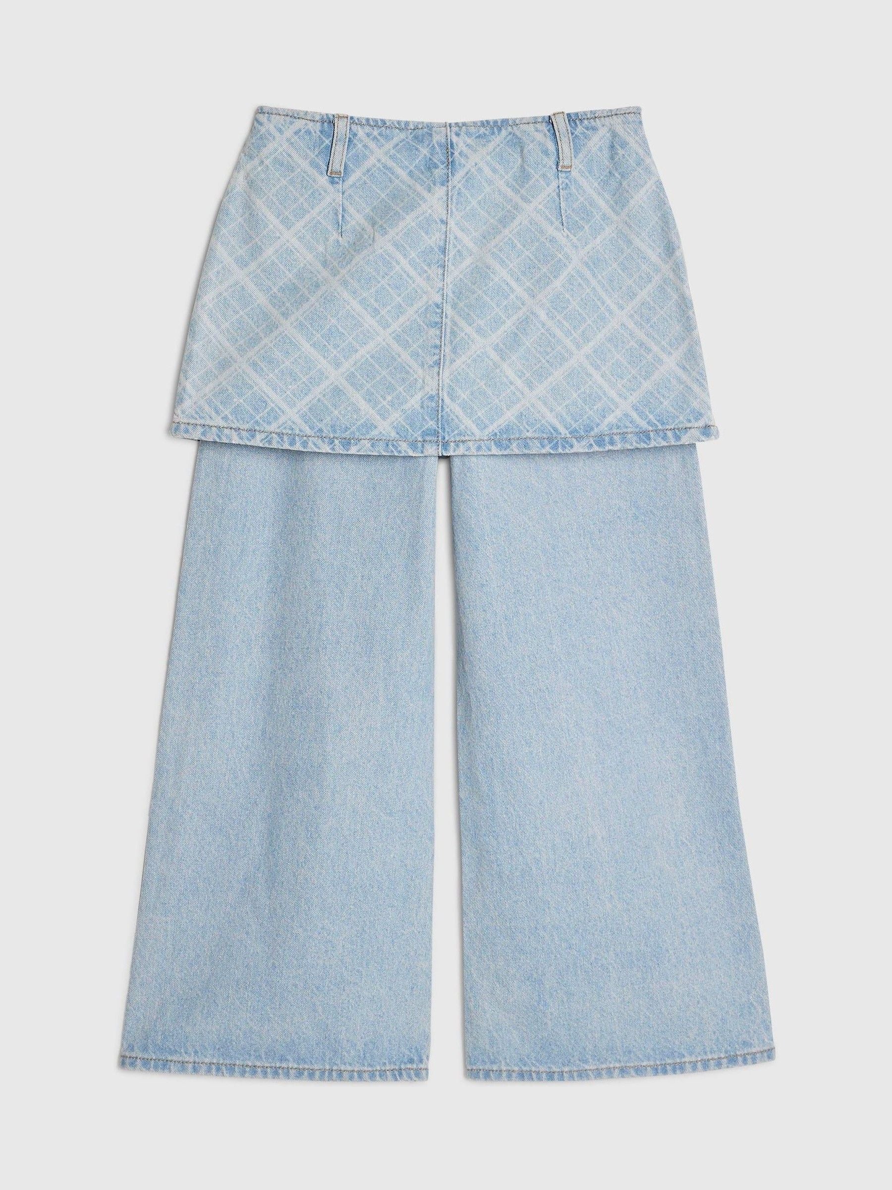 Dsiney Kidz - River Island Blue Hotfix Check Wide Leg Skirt Jeans image 2