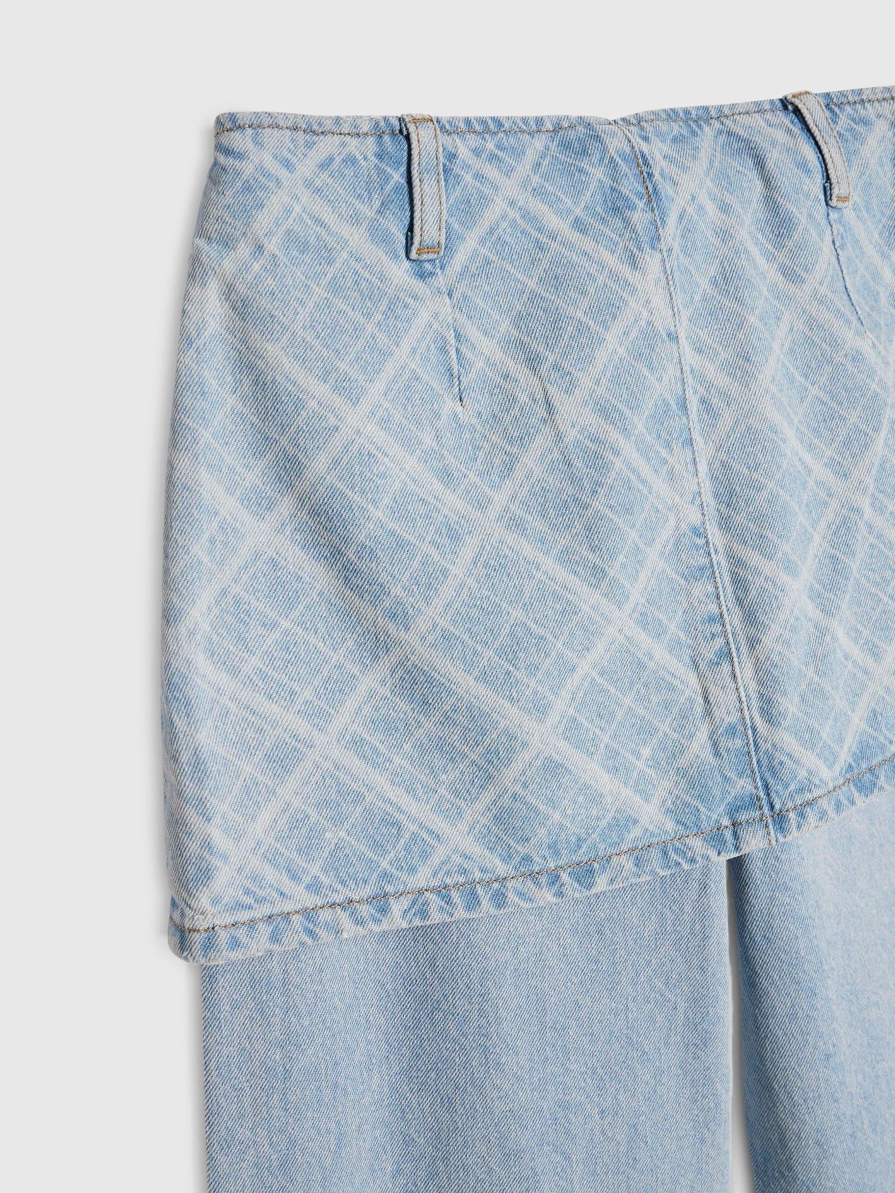 Dsiney Kidz - River Island Blue Hotfix Check Wide Leg Skirt Jeans image 4