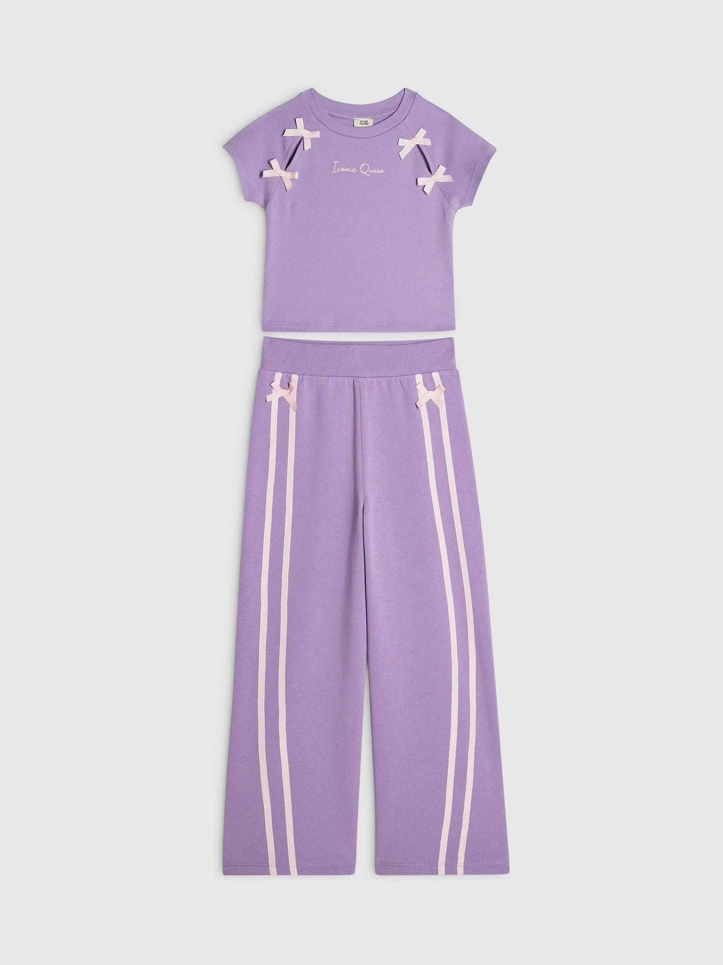 Dsiney Kidz - River Island Purple Bow Top & Wide Leg Joggers Set image 1
