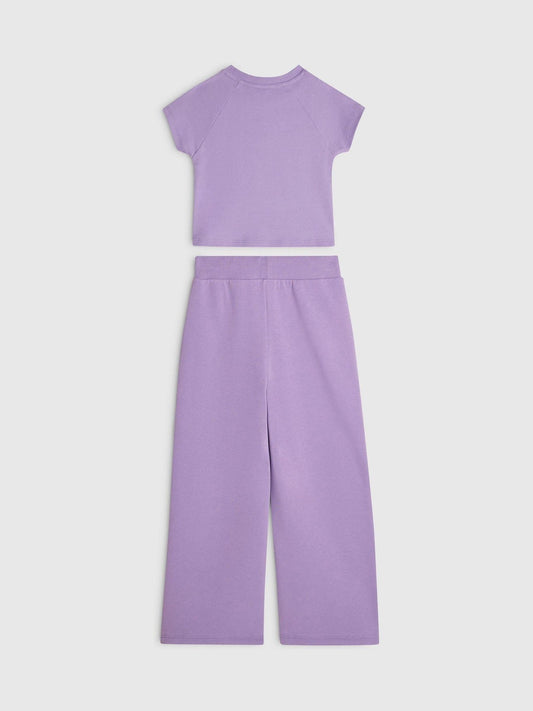 Dsiney Kidz - River Island Purple Bow Top & Wide Leg Joggers Set image 2