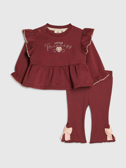 Dsiney Kidz - River Island Red Little Princess Frill Top & Leggings Set image 1