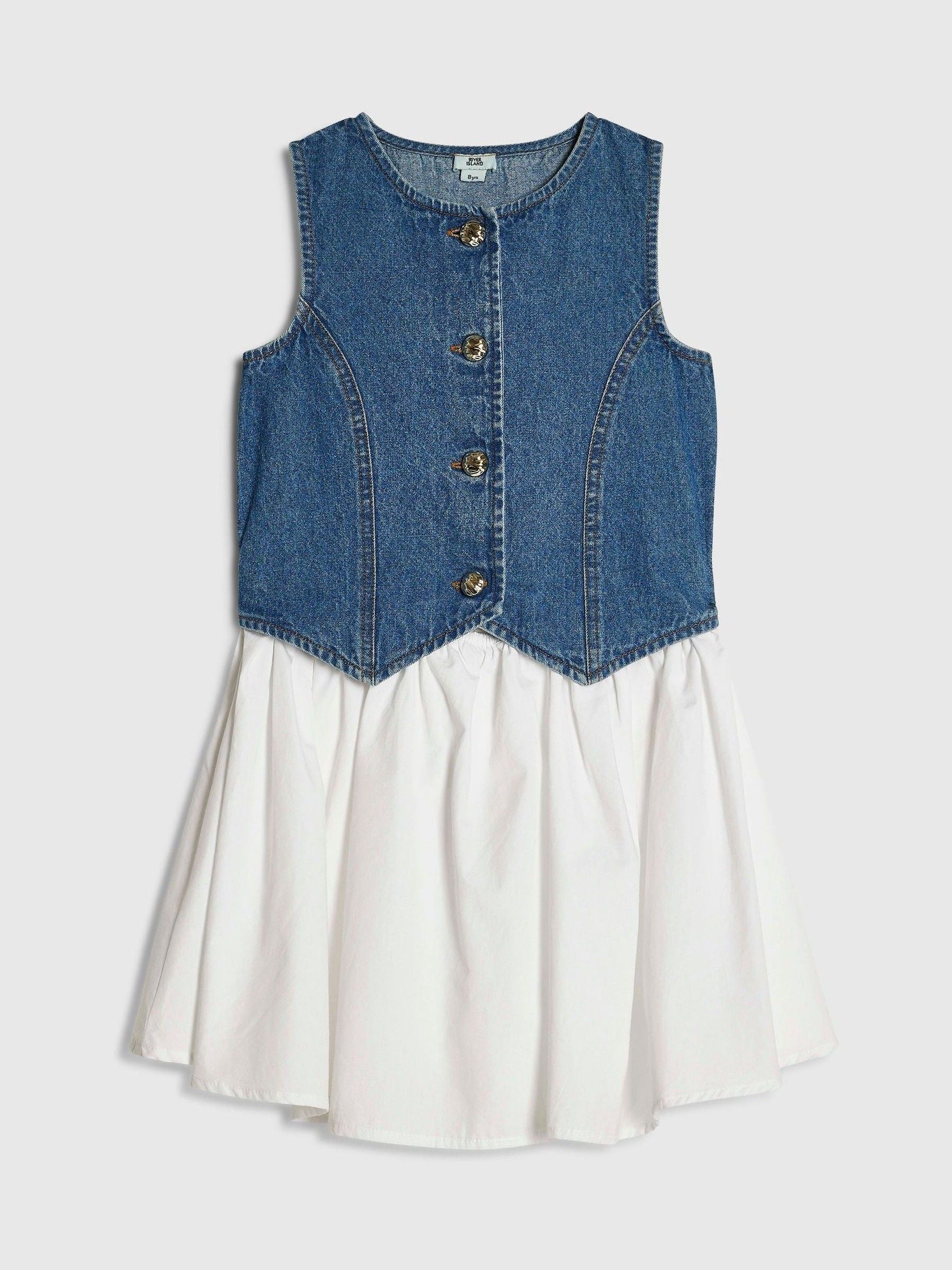Dsiney Kidz - River Island Blue Hybrid Waistcoat Dress image 1