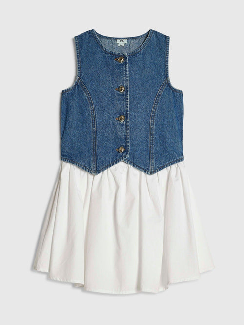 Dsiney Kidz - River Island Blue Hybrid Waistcoat Dress image 1