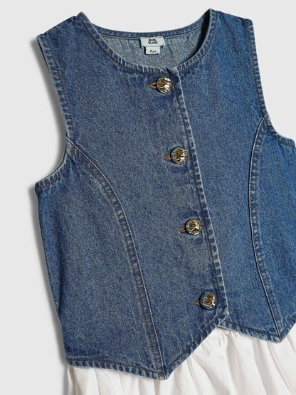Dsiney Kidz - River Island Blue Hybrid Waistcoat Dress image 4