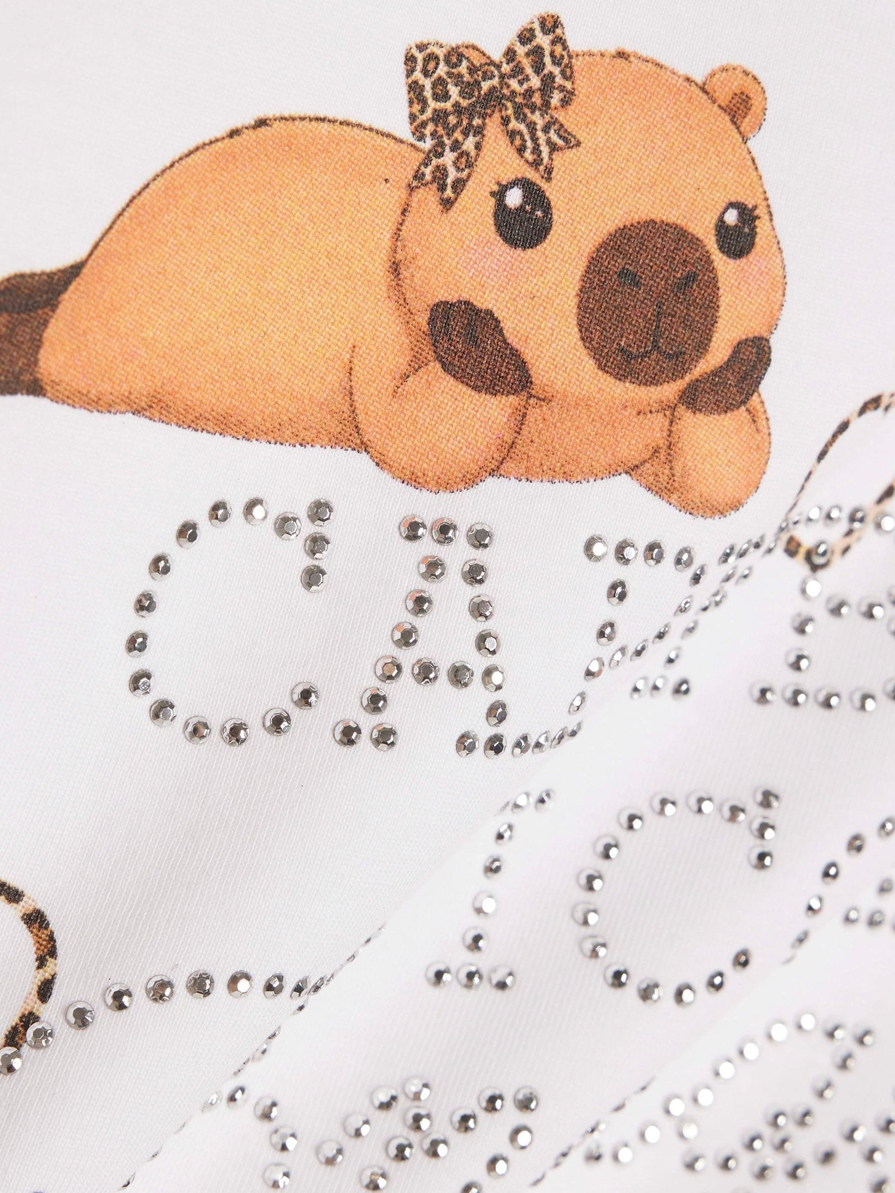 Dsiney Kidz - River Island White Capybara Hotfix Crop T-Shirt image 3