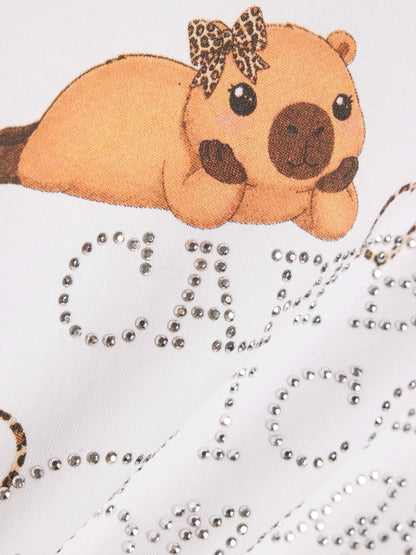 Dsiney Kidz - River Island White Capybara Hotfix Crop T-Shirt image 3