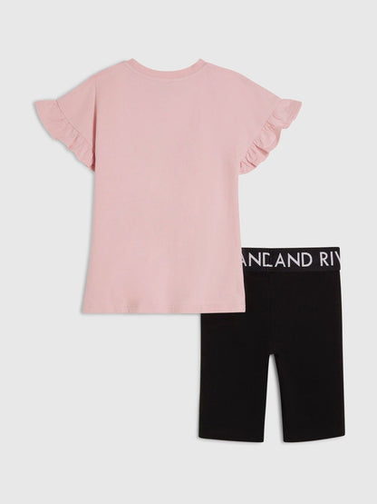Dsiney Kidz - River Island Pink Capybara T-Shirt & Cycle Shorts Set image 2