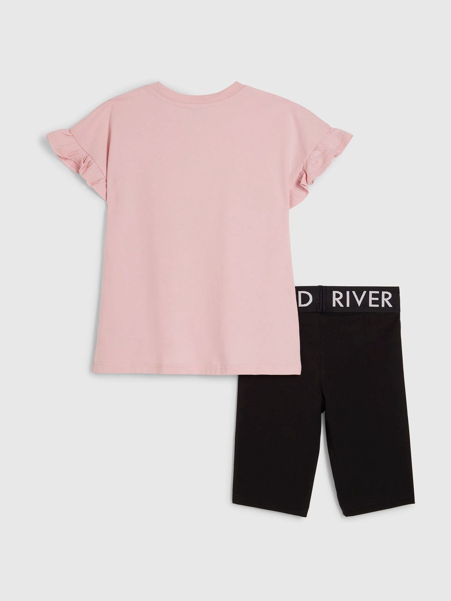 Dsiney Kidz - River Island Pink Cherry T-Shirt & Cycle Shorts Set image 2